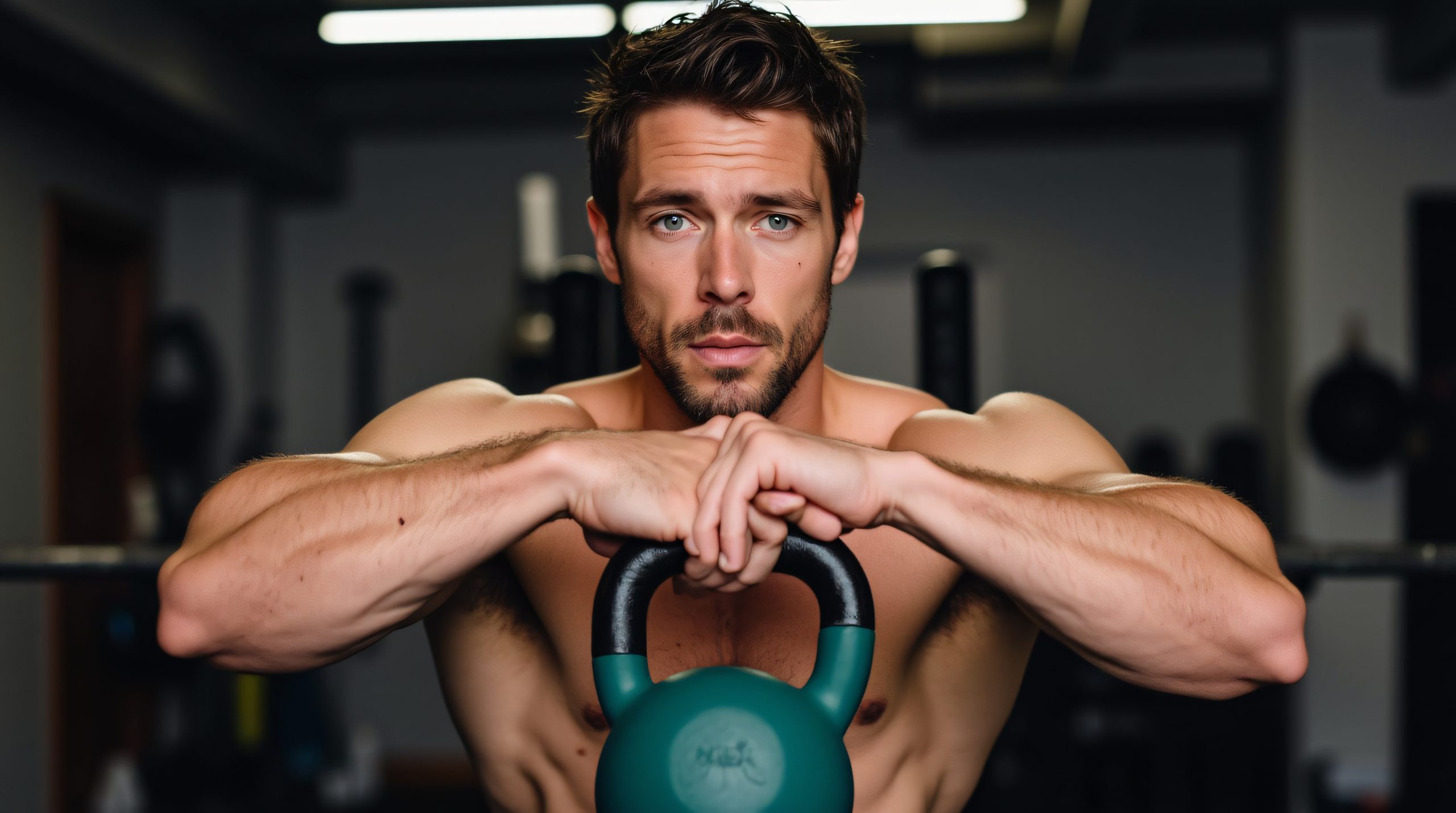 muscular-man-leaning-kettlebell-gym-setting-strong-physique-gym-workout-environment